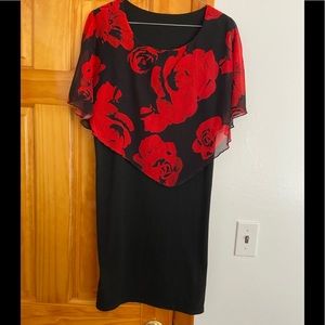 SALE!! Priced to Sell!! NWOT Sleeveless Knit dress with🌹sewn in shawl Size Med